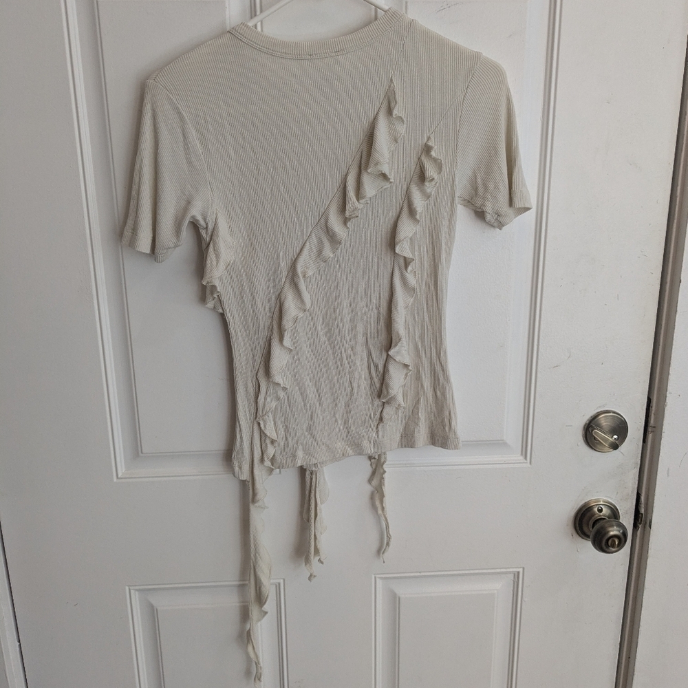 Acne Studios Cream Ribbed Ruffle Top - Picture 6 of 6
